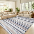 thumbnail image 3 of Garvee 10x13 Modern Striped Area Rug Machine Washable Rug for Living Room, Non-Slip Soft Low Pile Indoor Rugs Stain-Resistant Carpet for Bedroom Dining Room Home Decor, Blue and Camel, 3 of 8