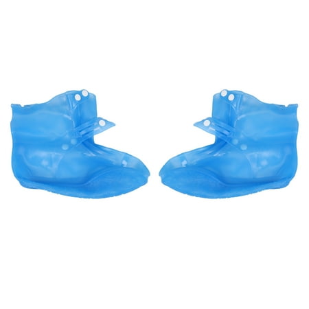 

1 Pair Waterproof Protector Shoes Cases Unisex Buckle Rain Shoes Covers High-Top Anti-Slip Thicken Rain Shoes Boot Cover Blue 36-37