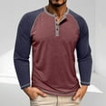 thumbnail image 3 of LODIENY Men's Henley Shirt Raglan Long Sleeve Underwear Henley Tops Casual Slim Fit Lightweight Button Down T Shirts Wine XL, 3 of 6