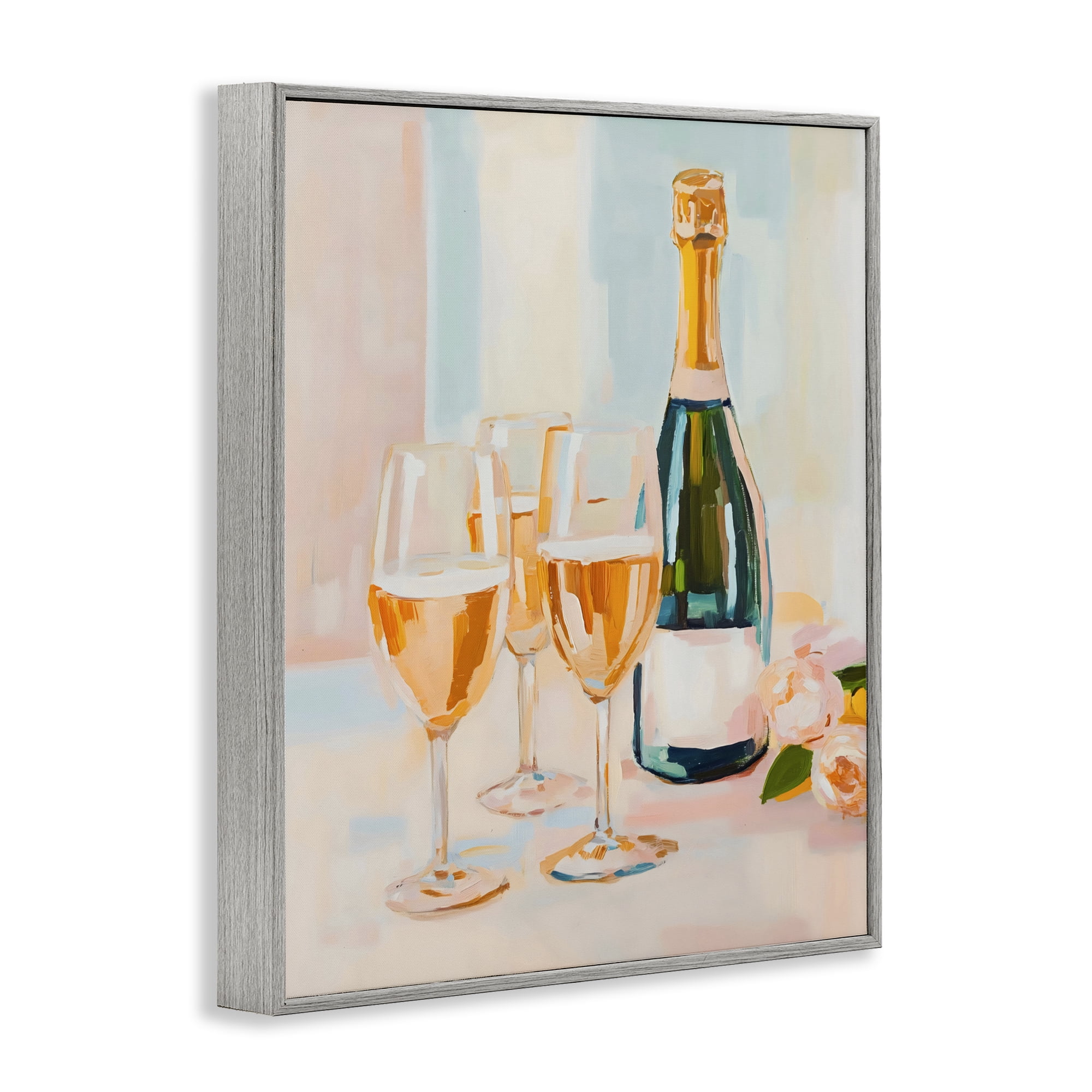Stupell Industries Champagne Triple Toast Gray Framed Giclee Art, design by The Prints Vibe