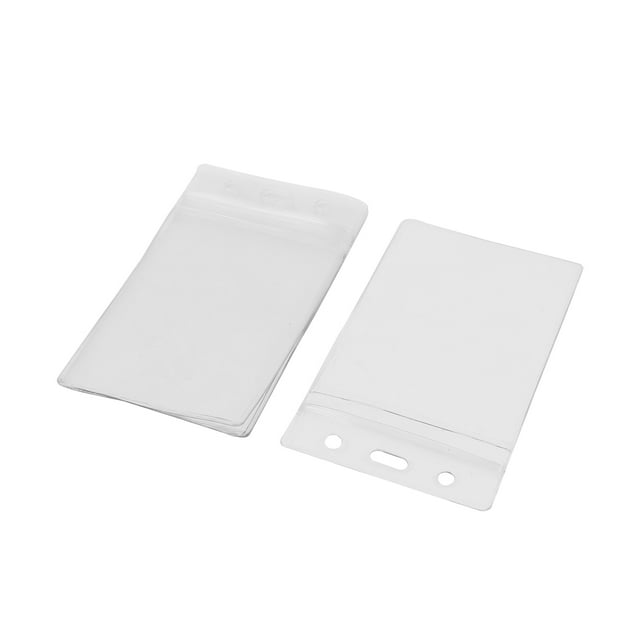 Unique Bargains Vertical Clear Plastic Zip Lock ID Card Badge Holders, 5 Count