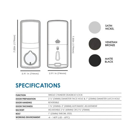 Lockly - Secure Pro Smart Lock Wi-Fi Replacement Deadbolt with 3D Biometric Fingerprint/Keypad/Voice Control Access - Satin Nickel