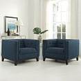 thumbnail image 2 of Modern Contemporary Urban Design Living Lounge Room Armchairs ( Set of Two), Navy Blue, Fabric, 2 of 5