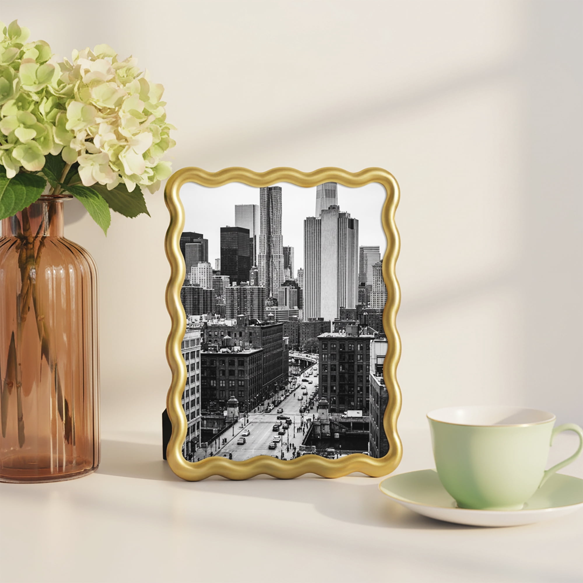 Mainstays 5x7 Picture Frame – Gold Wavy Tabletop Photo Frame