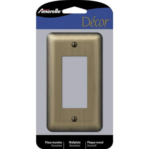 5-PK Amerelle Devon Brushed Brass 1 gang Stamped Steel Rocker Wall Plate