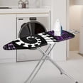 thumbnail image 2 of HELLHERO Elastic Edge Ironing Board Dustproof Cover Hook & Loop Straps Replacement Polyester Fiber Fabric 15x54 Inch, Piano Spiral Purple Notes Black, 2 of 5