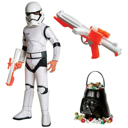 Star Wars Ep VII: The Last Jedi - Storm Trooper SPR DLX Child Costume with Blaster and Candy Pail - Size MEDIUM