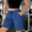 Blue, variant on LJEFF Womens Plus Size Drawstring Shorts with Pockets, Comfy Casual Baggy Elastic Waist Womens Active Shorts Orange