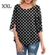 thumbnail image 3 of Qarigey Camisa de mujer Estampado de media manga Top Camisa de mujer Estampado de medio cuello Blusa informal Prendas para la parte del cuerpo puntos blancos negros XXL, 3 of 4