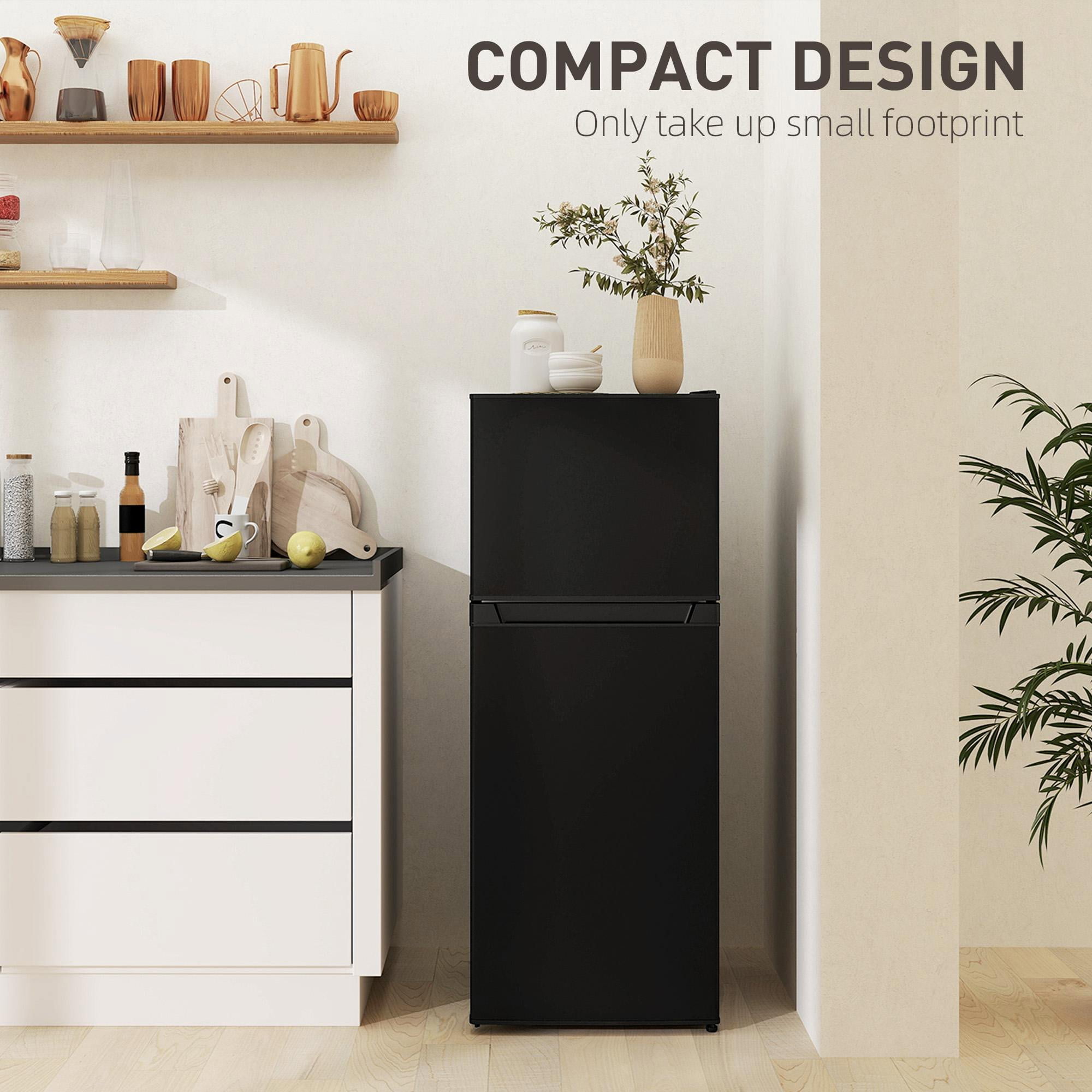 Resenkos Small Fridge with Freezer, 4 Cu Ft Refrigerator with Reversible Doors, Versatile Storage for Home & Office Use，Black