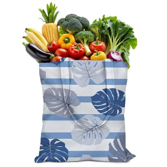 Floral Canvas Shopping Bag for Women, Reusable Eco Tote with Vibrant Hawaiian Print, Lightweight Foldable Handbag for School, Travel, or Summer Outings