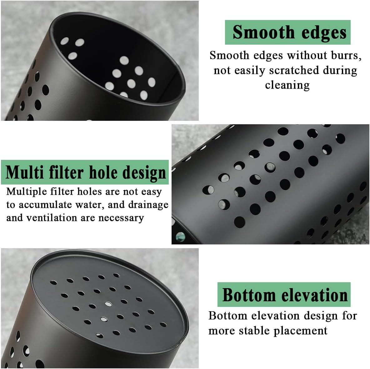 Kitchen Utensils Holder for Counter Top 2 Pieces, Black Stainless Steel Cutlery Holder, Kitchen Essentials Farmhouse Style Home Countertop Organizer