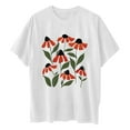 thumbnail image 5 of Njoeus Graphic Tees for Women Tshirts Shirts for Women Womens Casual Oversized T-Shirt Trendy Cute Floral Tops Summer Workout Shirts Loose Funny Flowers Graphic Tees for Women Teen Girls Vacation Outf, 5 of 5