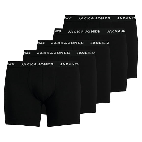 JACKT&JONES Calzoncillos para hombre, paquete de 5 - JACHUEY TRUNKS PLUS, algodón elástico Negro 4XL (XXXX-Large)