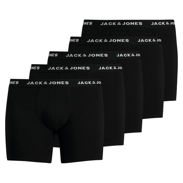 JACKT&JONES Calzoncillos para hombre, paquete de 5 - JACHUEY TRUNKS PLUS, algodón elástico Negro 4XL (XXXX-Large)