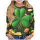 thumbnail image 1 of Blusas y camisas de manga larga con cuello redondo y estampado de San Patricio para niños, blusa informal de manga larga con cuello redondo, blusa de poliéster para niñas, 1 of 4