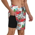 thumbnail image 3 of Daiia Watercolor Red Truck And Fir Tree Mens Swim Trunks Swim Shorts Quick Dry Swim Shorts with Mesh Lining Pockets-3X-Large, 3 of 9