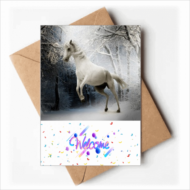 White Horse Science Nature Scenery Welcome Back Greeting Cards Envelopes Blank