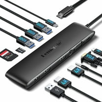 12-in-1 USB-C Docking Station, 10Gbps Type-C Adapter with 2 4k HDMI, 100w PD Charging, SD/TF Card Slot, USB-A Port, VGA and 3.5mm Audio Ports, For Macbook and Windows,Triple Display Dongle,Space Gray