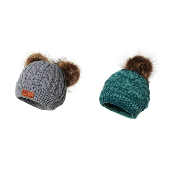 Coerni Toddler Winter Hat for Baby Girl Boy Knitted Warm Skiing Caps Lovely Pompom Kids Beanie Toddler Car