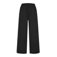 thumbnail image 4 of CLOISE Wide Leg Sweatpants Women Baggy Straight Leg Trousers Casual Petite Mid Rise Open Bottom Pants Black Y2k Elastic Waist Drawstring Solid Sweatpants Trendy Winter Long Trousers XL, 4 of 4