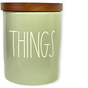 Rae Dunn By Magenta THINGS LL Font Canister Small Round Container Light Green