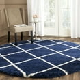 thumbnail image 2 of SAFAVIEH Hudson Amias Plush Geometric Shag Area Rug, Navy/Ivory, 3' x 3' Round, 2 of 8