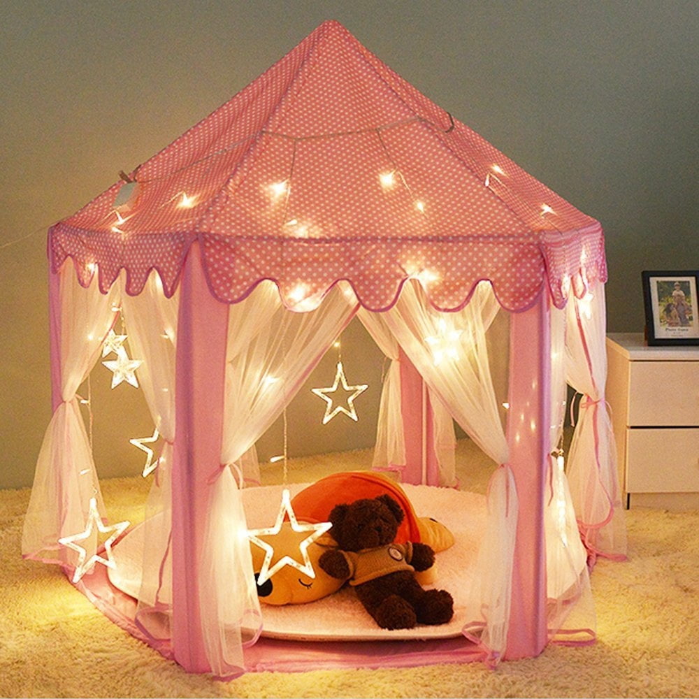 CIPACHO Tents for Kids, Princess Castle Play House, Portable Children Play Tent for Girls, Pink (Include LED Star Lights) CIPACHO Tents for Kids, Princess Castle Play House, Portable Children Play Tent for Girls, Pink (Include LED Star Lights)