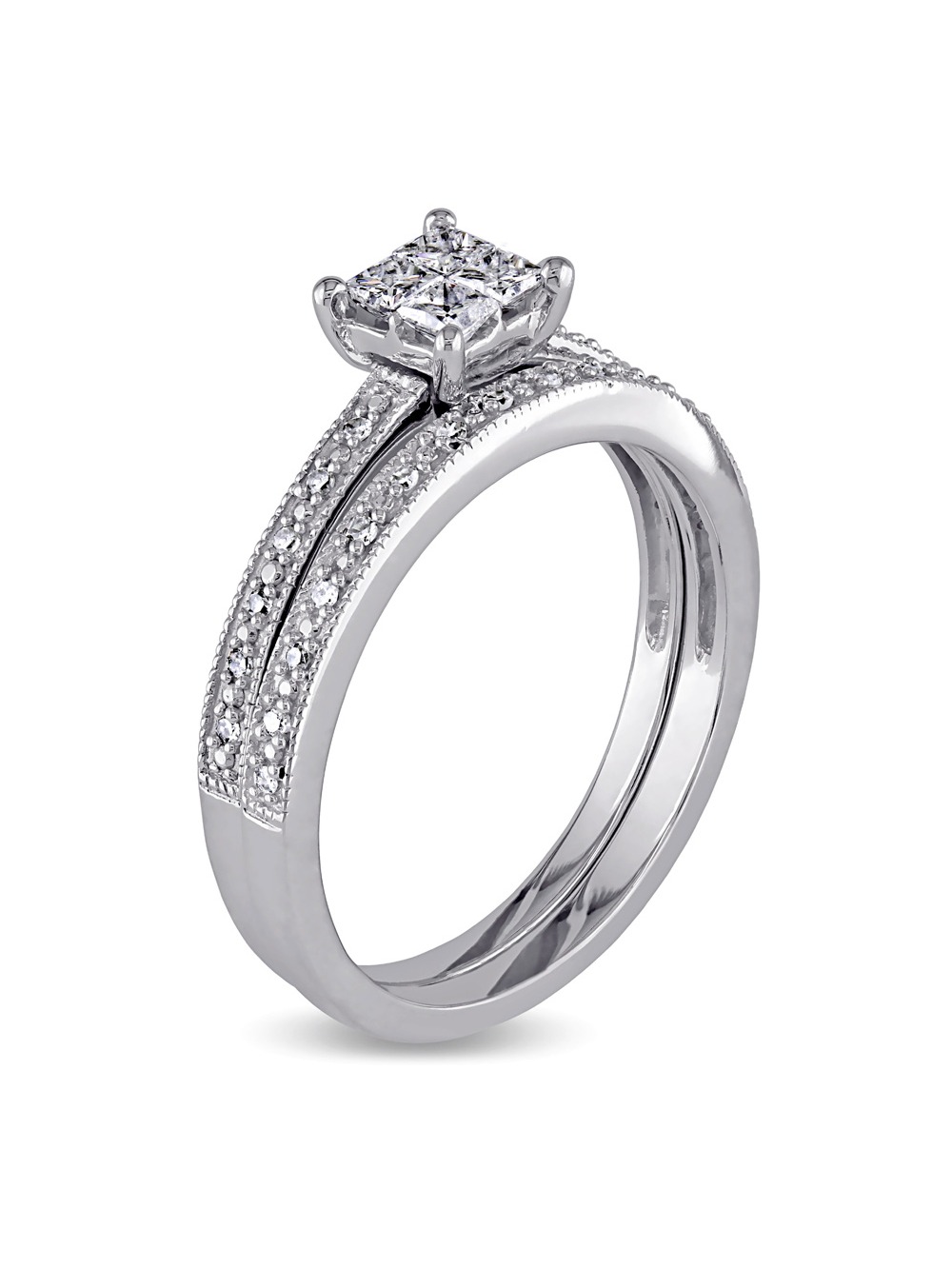 Unique Diamond Tension Set Solitaire Engagement Ring - with A 3 ct Center Princess Cut GIA Natural Diamond in White Gold