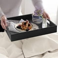 thumbnail image 5 of HofferRuffer Rectangle Serving Tray, Breakfast Tray with Hole Handles for Coffee Table, Tea, Food, Counter Desktop, Kitchen, 16.2 x 12.2 x 2 inches (Black Croco), 5 of 8
