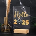 thumbnail image 4 of Hello 2025 Newfoundland Celebrates Happy New Year Firework Balloon Acrylic Plaque Sign Ashwood Base Newfie Dog Lover Gifts Home Desk Decor - 02024, 4 of 5