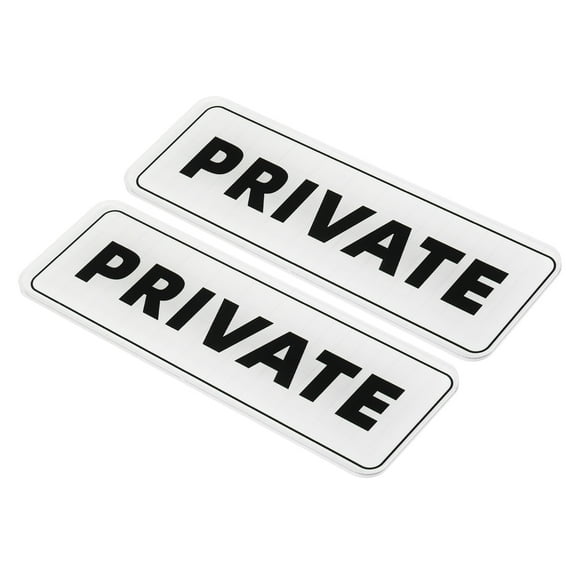 Uxcell 9"x3" Señal Privada Acrílica Autoadhesiva para Puerta, Cartel de Montaje en Pared, Blanco, Paquete de 2