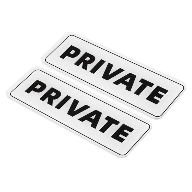 Uxcell 9"x3" Señal Privada Acrílica Autoadhesiva para Puerta, Cartel de Montaje en Pared, Blanco, Paquete de 2