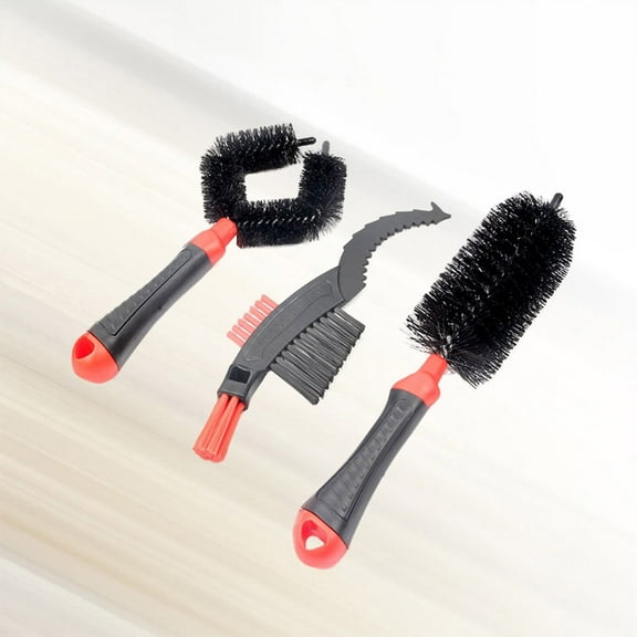 MLINS Bike Chain Cleaning Brush Set Tools for Repairing with Nylon Bristles Red 3pcs