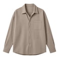 thumbnail image 5 of Handshe Men's Waffle Knit Button-Up Shirt, Solid Color Long Sleeve with Turn-Down Collar, Casual Comfort for Everyday Wear and Leisure Activities, 5 of 7