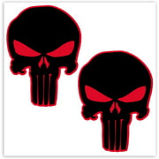 2 x PVC Stickers Skull Punisher Black Red Decal B 19