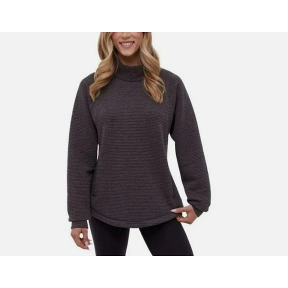 Bench Women's Stretch Moisture Wicking Funnel Neck Soft, Dark Gray, Size L