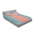 thumbnail image 2 of Coral and Teal Fitted Sheet & Pillow Sham Set, Modern Tribal Mandala Tibetan Healing Motif with Floral Geometric Ombre Art, Decorative Printed 6 Piece Bedding Decor Set, Full, Coral Teal, by Ambesonne, 2 of 3