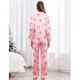 thumbnail image 6 of Ekouaer Womens Silk Pajama Set Satin Long Sleeve Button-Down Top and Pants with Ruffle Soft Sleepwear, 6 of 6