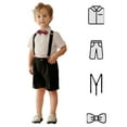 thumbnail image 2 of LYMAYTER Baby Kids Formal Tuxedo Suit Set Short Sleeve Shirt Shorts Bow Tie Suspenders Wedding‌ 1-15Y, 2 of 8