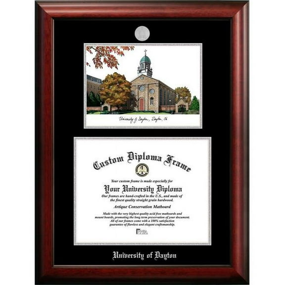 Campus Images OH994LSED-1411 14 x 11 in. University of Dayton Silver Embossed Diploma Frame with Lithograph