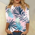 thumbnail image 2 of CYMMPU Blouses for Women Dressy Casual Round Neck Spring Tunic Tops 3/4 Sleeve Fall Fashion Shirts Flower Pattern Loose Fit Lightweight Basic T-Shirts Multicolor S, 2 of 5