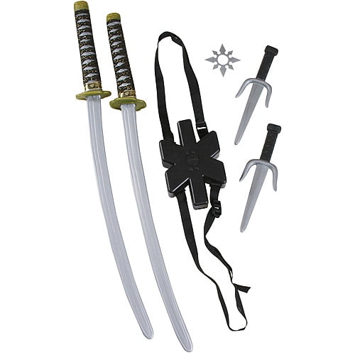 2 BLACK PLASTIC DRAGON NINJA SWORDS play toy sword ninga item costume new W CASE 
