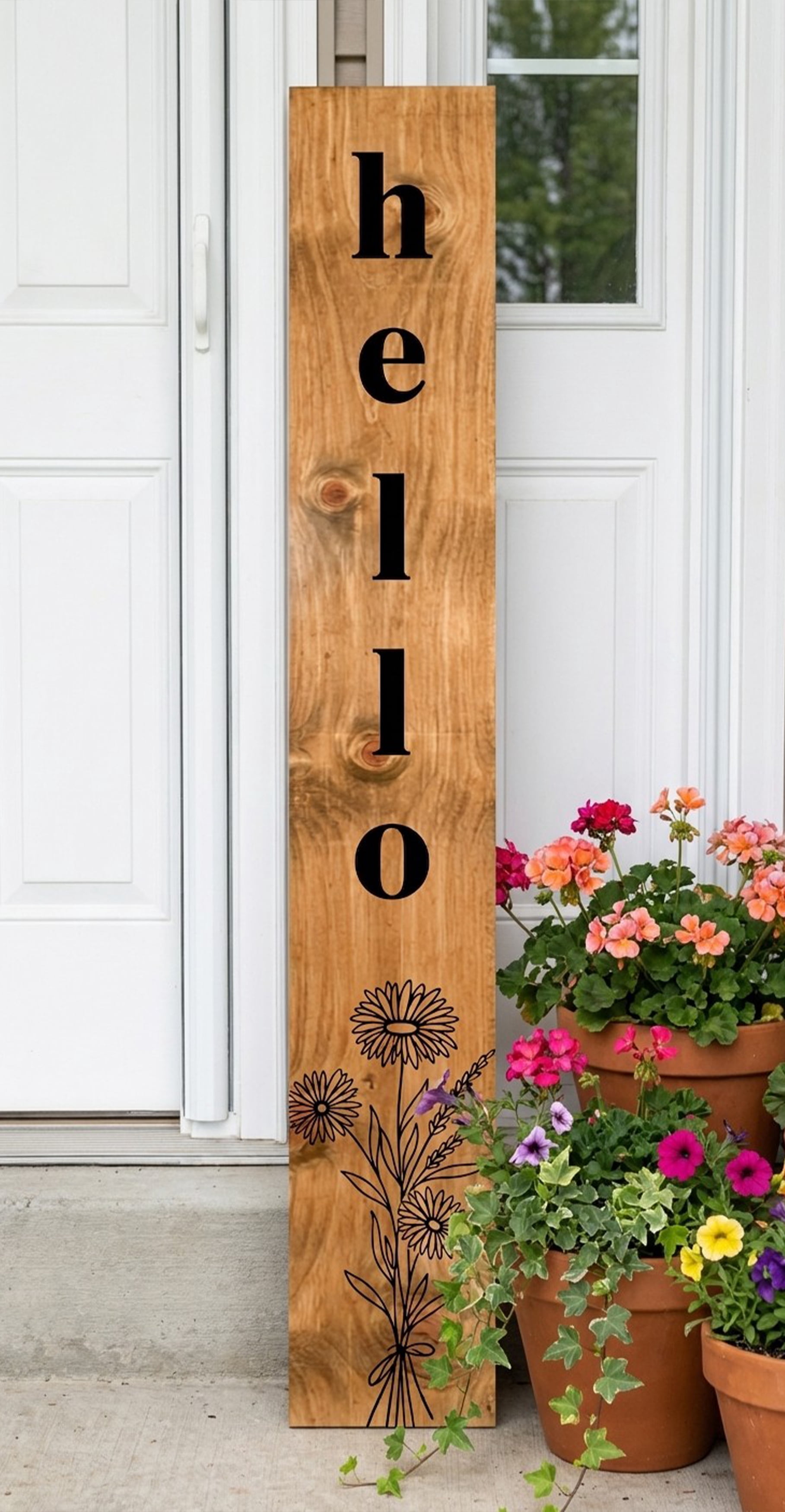 Calloway Mills 118175907 Wildflower Black Hello Porch Leaner, 59" x 07"