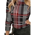 thumbnail image 4 of DYMADE Women Fashion Crew Neck Geometric Printing Long Sleeved Slim Blouse Top, 4 of 4