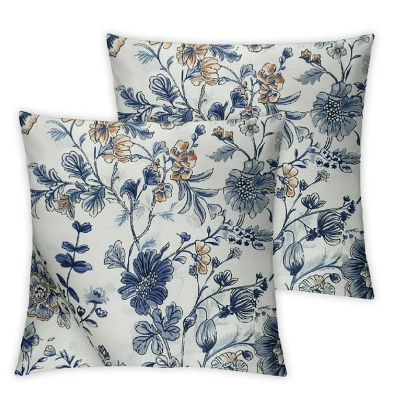 Acheng Chinoiserie Pillow Cover Inch Set of 2 Blue and White Flower Decoration Throw Pillow Covers Vintage Floral Outdoor Pillowscase Cushion Covers for Sofa Couch Bedroom Home Decor 12x12in