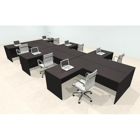 Six Person Modern Office Workstation Desk Set, #OT-SUL-SPN52