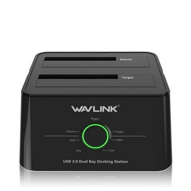 Wavlink USB 3.0 to SATA (5Gbps) Dual-Bay Hard Drive Docking Station For 2.5 inch/3.5 Inch HDD,SSD Support Offline Clone / Backup /UASP Functions [8TBx2 ]-Black