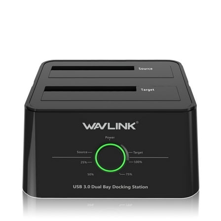 Wavlink USB 3.0 to SATA (5Gbps) Dual-Bay Hard Drive Docking Station For 2.5 inch/3.5 Inch HDD,SSD Support Offline Clone / Backup /UASP Functions [8TBx2 ]-Black