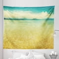 thumbnail image 1 of Beach Tapestry, View of the Sea in Grunge and Retro Style Horizon Cloudy Sky Summer, Fabric Wall Hanging Decor for Bedroom Living Room Dorm, 5 Sizes, Earth Yellow Turquoise, by Ambesonne, 1 of 1